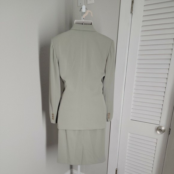 Iris Singer Collection Classy Blazer & Skirt 2 Piece Outfit Set ~ Sz 6 ~ Green - Picture 5 of 8